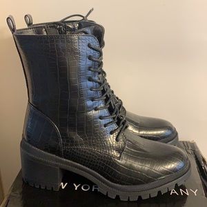 New York & Company Harlow Black Combat Boots